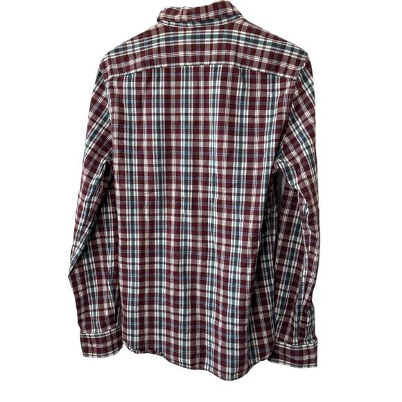 TIMBERLAND Slim-Fit Maroon Plaid Button-Up Long Sleeve Shirt Men's Medium - Picture 2 of 7